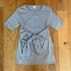 boob design front tie maternity and nursing blouse on gray marl